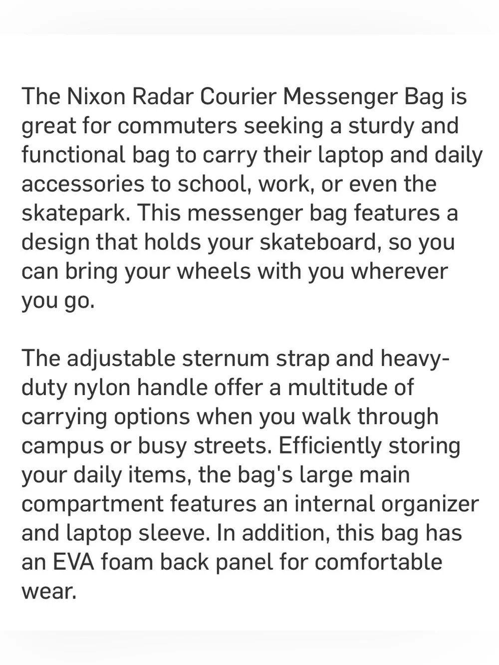 Nixon Radar Courier Messenger Bag